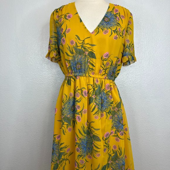 Madewell Sweetgrass Ruffle Sleeve Dress in Painted Blooms Size 8 - Picture 3 of 9